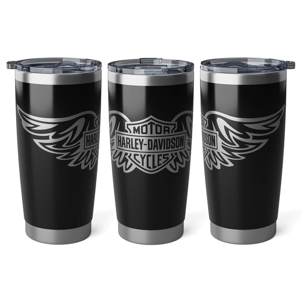 Harley-Davidson 20oz Tumbler with wings Laser Engraved Stainless-Steel Tumbler