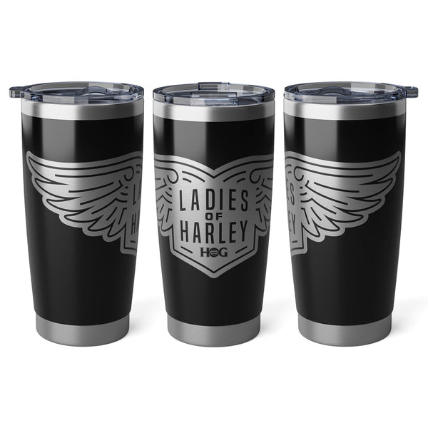 Harley Davidson Fan Ladies of Harley Logo 20oz Engraved Stainless-Steel Tumbler