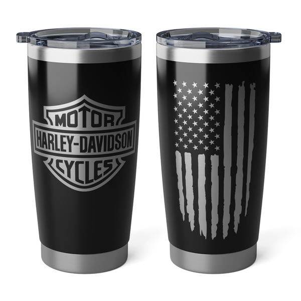 Harley Davidson Logo with USA flag 20oz Tumbler – 2 Sided Insulated Tumbler