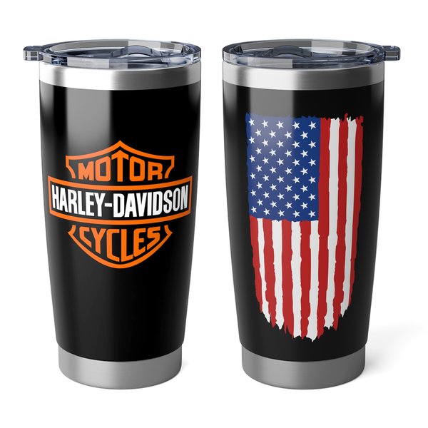 Harley Davidson Logo with USA flag 20oz Tumbler – 2 Sided Insulated Tumbler
