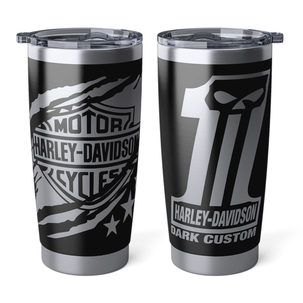 Harley Davidson Theme 20oz Tumbler HD, Skull dark custom, 20oz Harley Davidson